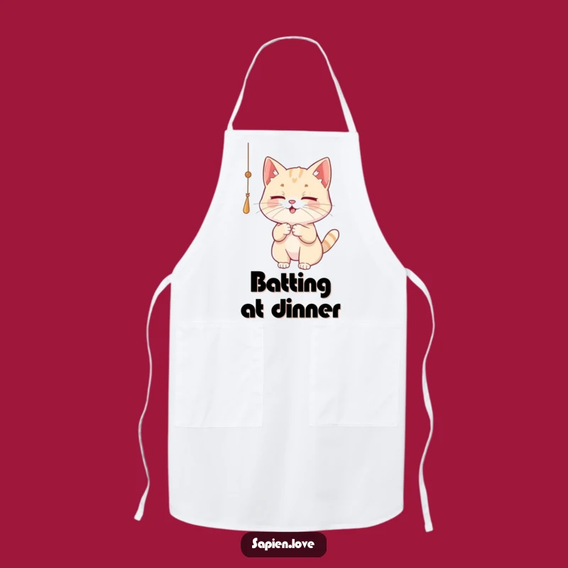 Funny Cat Apron - Playful Kitty Batting String Kitchen Gear