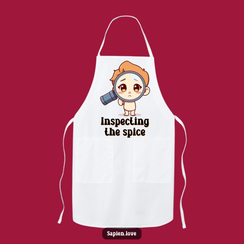 Funny Chef's Magnifying Glass Apron: Curious Cook's Humorous Kitchen Gift