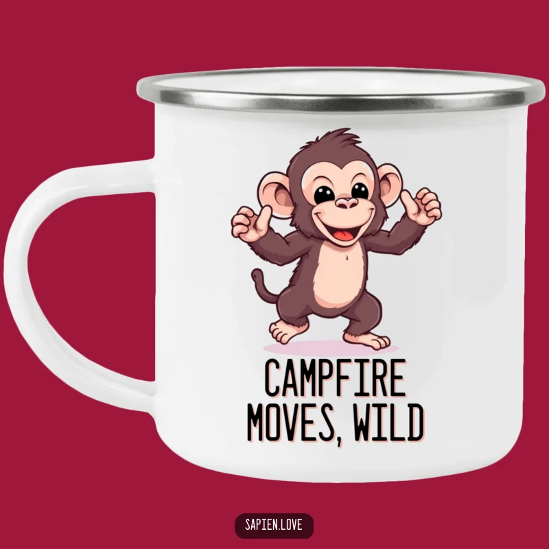 Funny Kawaii Ape Dance Camping Mug: Groove at the Campsite