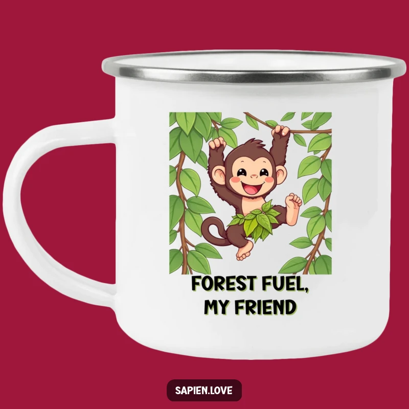 Funny Kawaii Primate Camping Mug: Wild Adventures Start Here