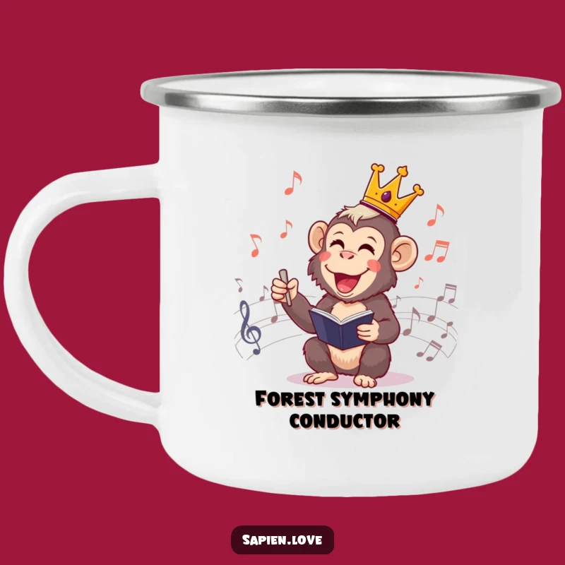Funny Primate Conductor Camping Mug: Cheerful Maestro Outdoors Perfect Gift