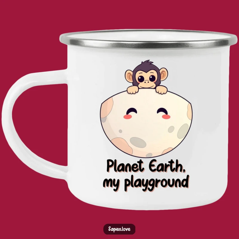 Funny Primate Planet Camping Mug: Durable, Humorous Monkey Mug for Outdoor Adventures, Great Funny Gift