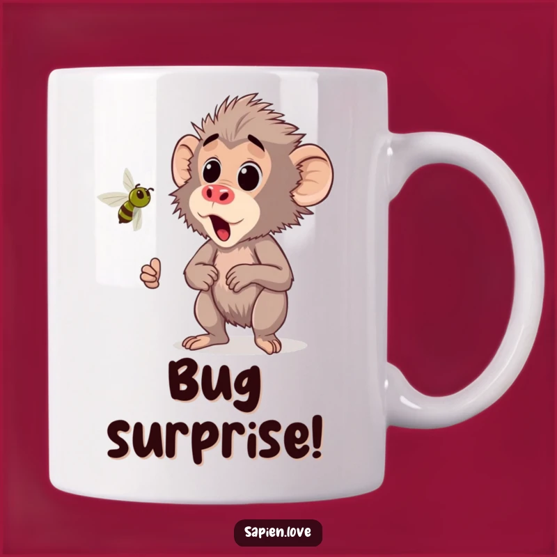 Funny Kawaii Baboon Mug - Hilarious Alarm Reaction Gift for Jitters