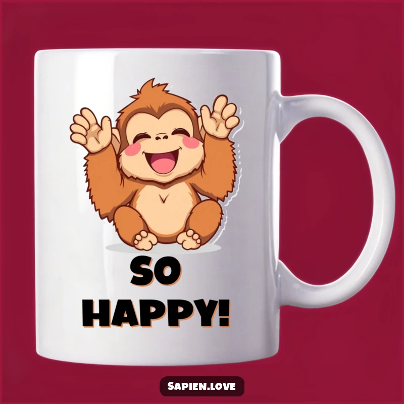 Funny Kawaii Orangutan Mug - Joyful & Hilarious Gift for Primate Fans