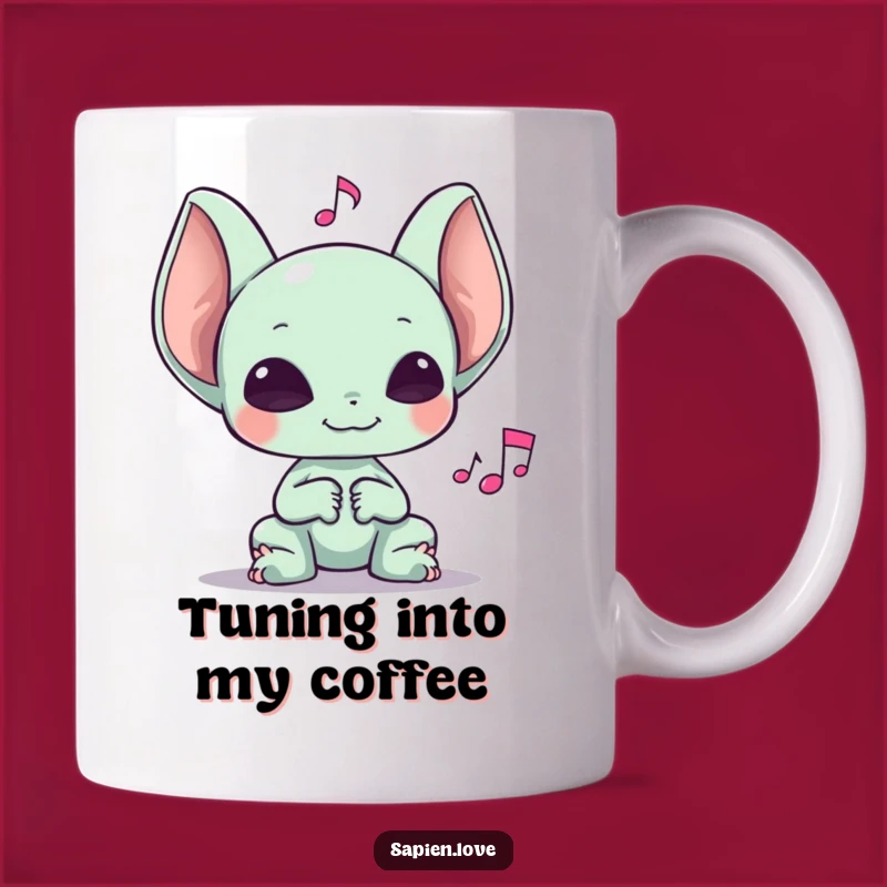 Funny Large-Eared Alien Music Mug: Your Daily Dose of Joyful Sound