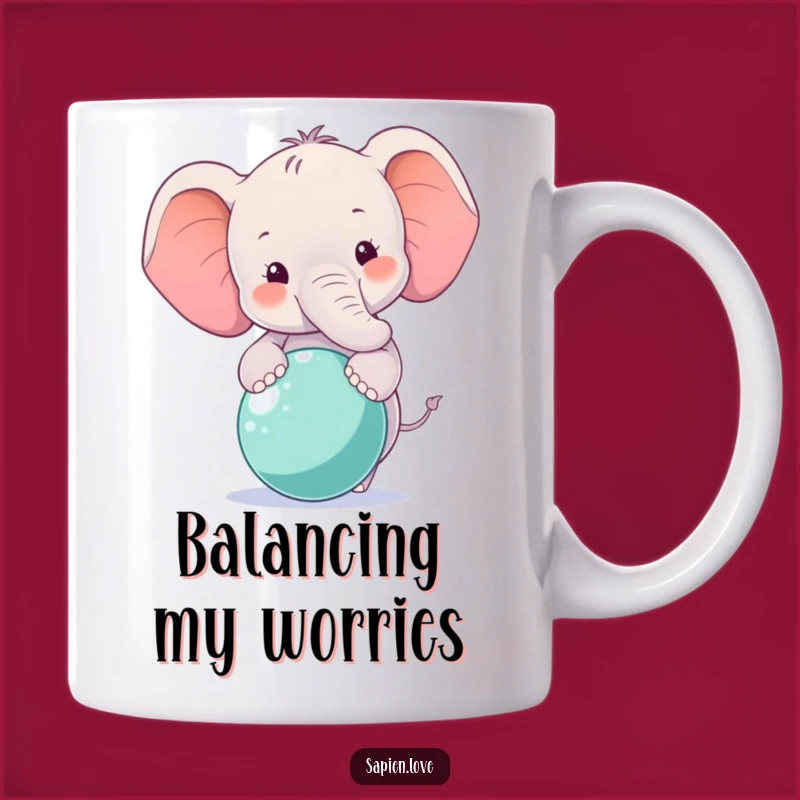 Funny Smiling Elephant Mug - Balancing Ball Gift for Joyful People