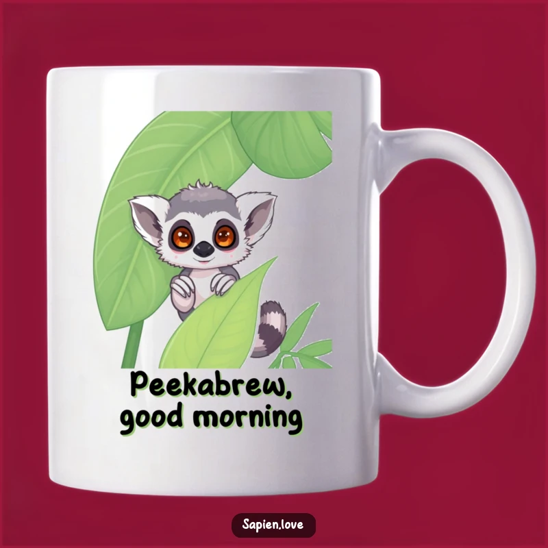 Funny Kawaii Lemur Mug: Peek-a-Boo Fun for Your Morning