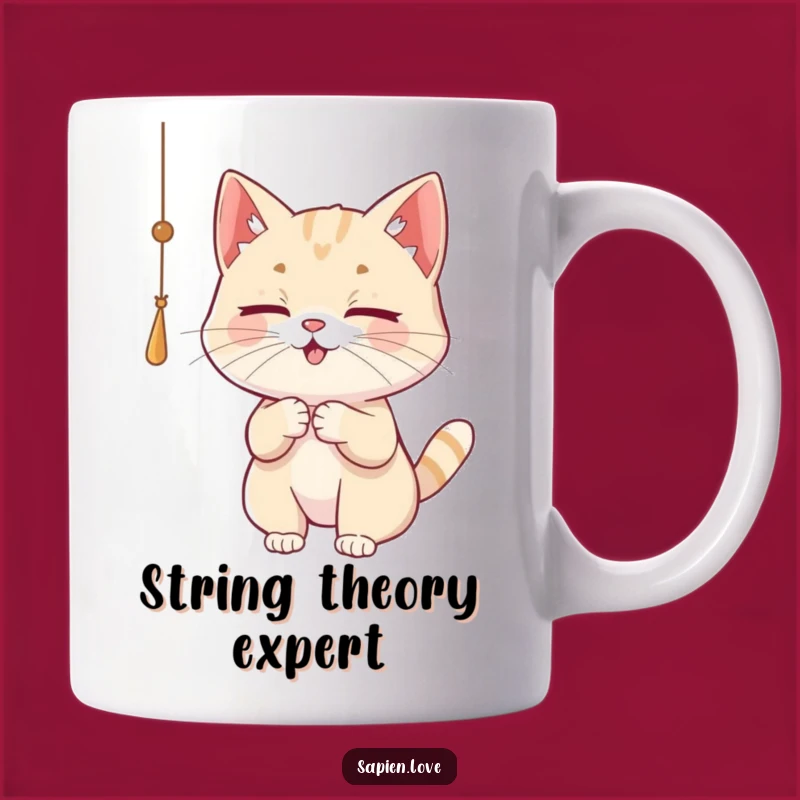 Funny Cat Mug - Playful Kitty Batting String Gift for Cat Lovers