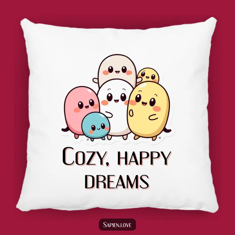 Funny Abstract Pals Pillow: Playful Shapes with Eyes, Cozy Humorous Accent