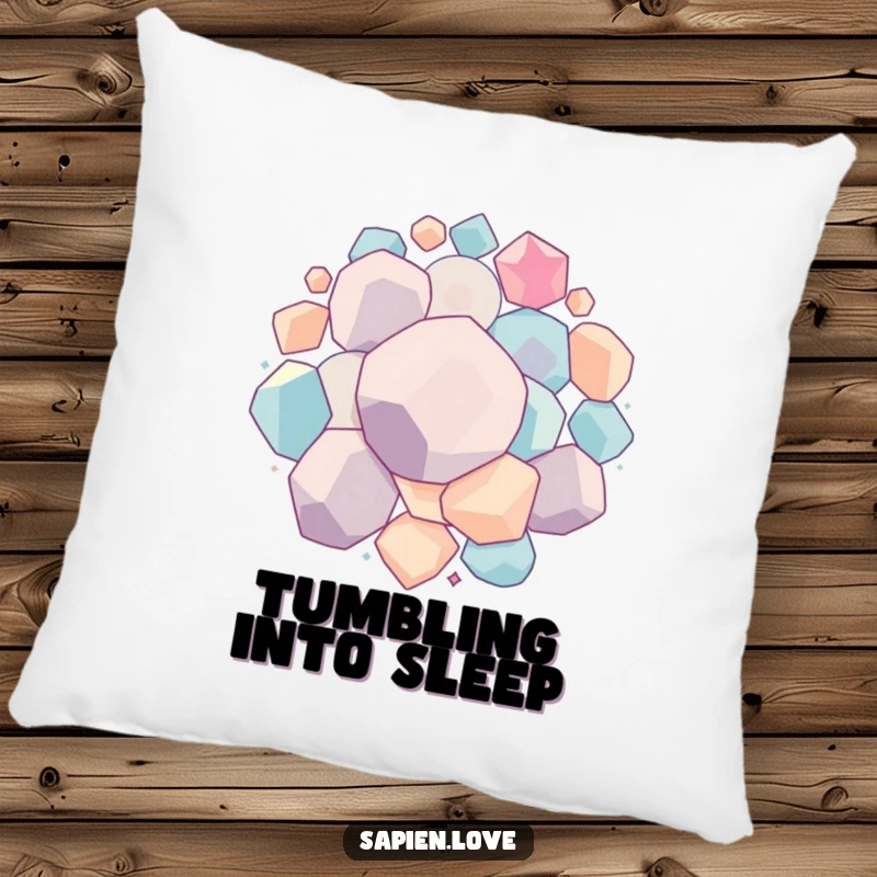 Funny Geometric Bounce pillow featuring interconnected geometric forms bouncing and rolling together, perfect for adding a humorous and comfortable, energetic touch.