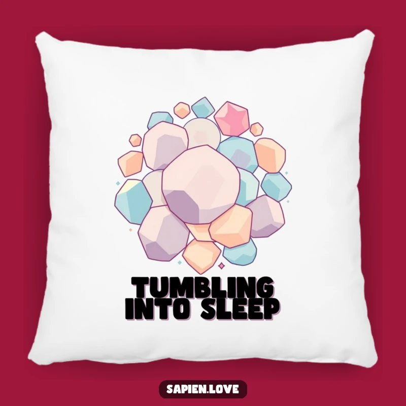 Get cozy with a burst of energy with this funny geometric pillow. The design shows interconnected shapes bouncing and rolling together, perfect for a comfy, humorous touch.