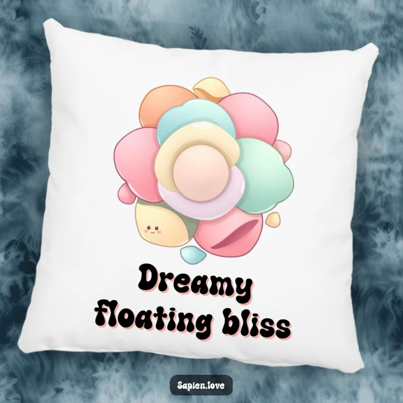 Funny Organic Flow pillow featuring smooth, organic shapes gently floating and spinning in unison, perfect for adding a humorous and comfortable, tranquil touch.