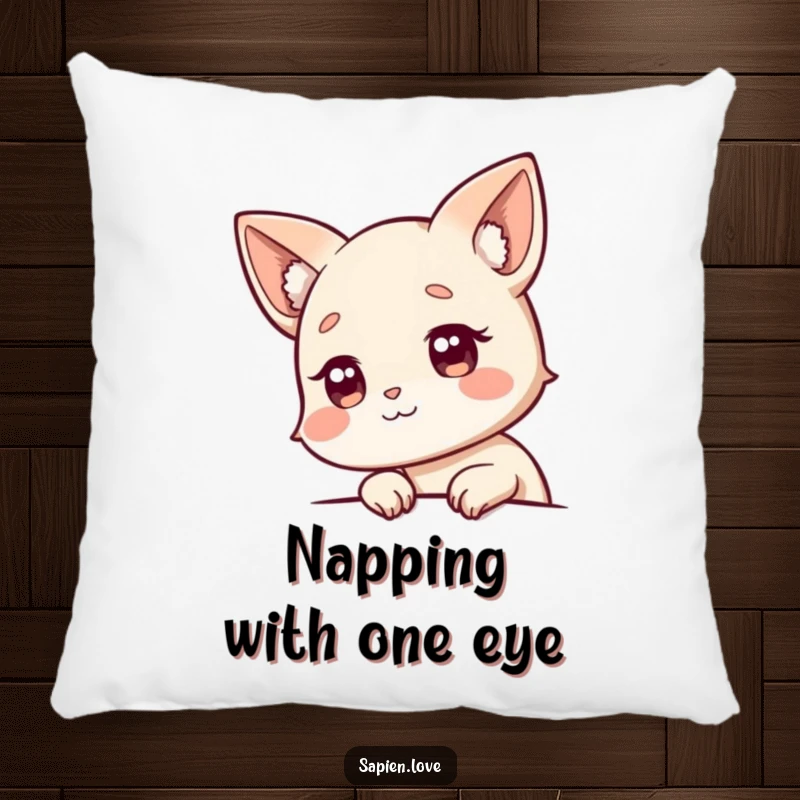 Funny Pillow: A plush cushion showcasing a character with animal ears peeking playfully, adding a touch of mystery.