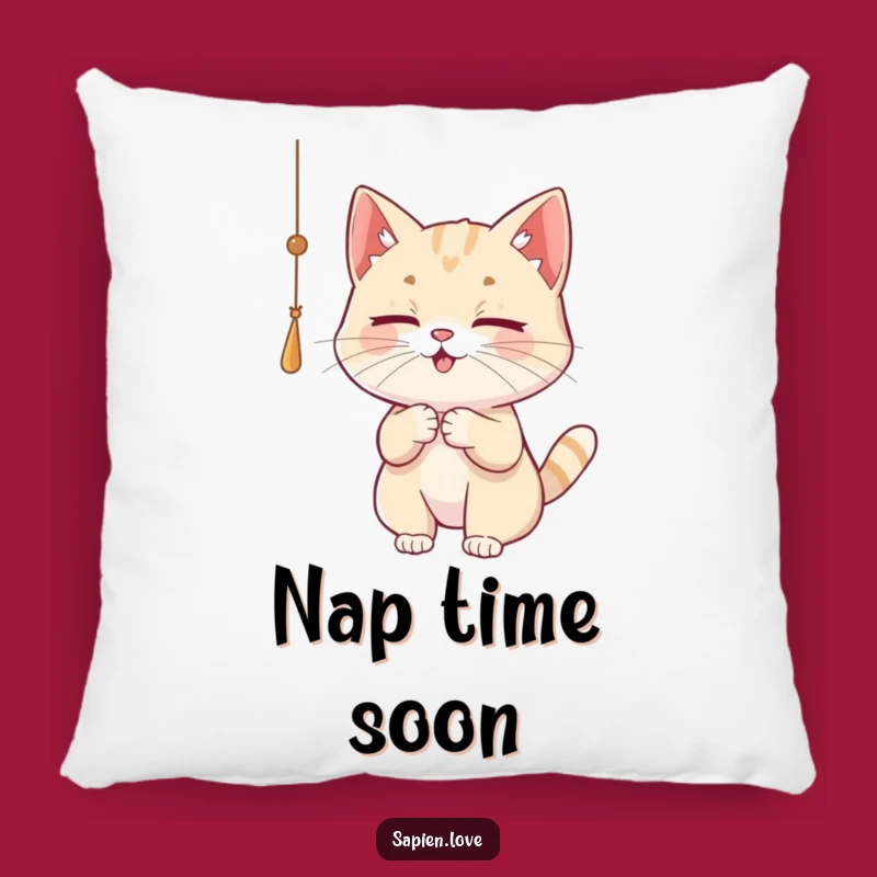 Funny Cat Pillow - Playful Kitty Batting String Cushion
