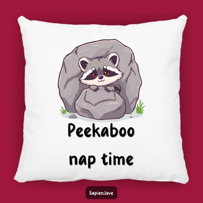 Funny Raccoon Pillow: Cozy Hideaway Cushion - Cute Gift