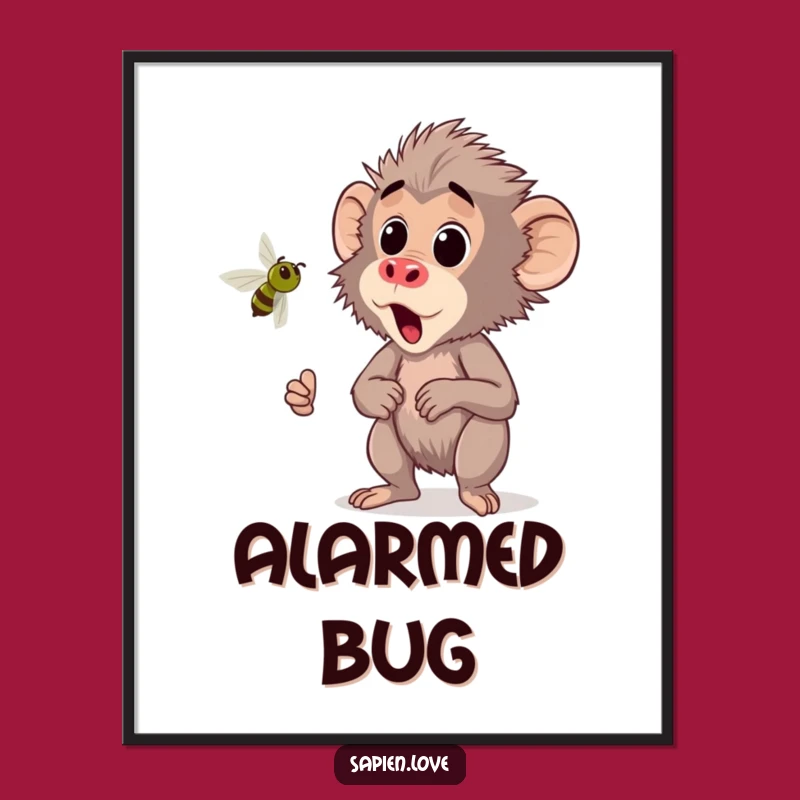 Funny Kawaii Baboon Digital Art - Hilarious Printable for Startled Decor