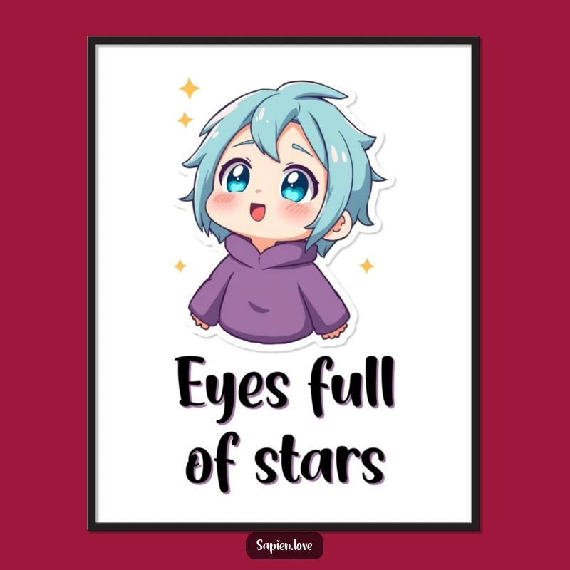 Funny Twinkling Eyes Digital Print: Amazed Human's Wonder Art