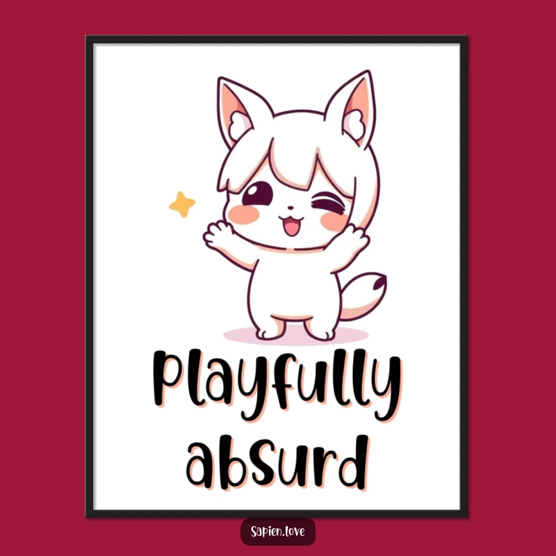 Funny Animal Ears Character Digital Print - Silly Art for Playful Spaces