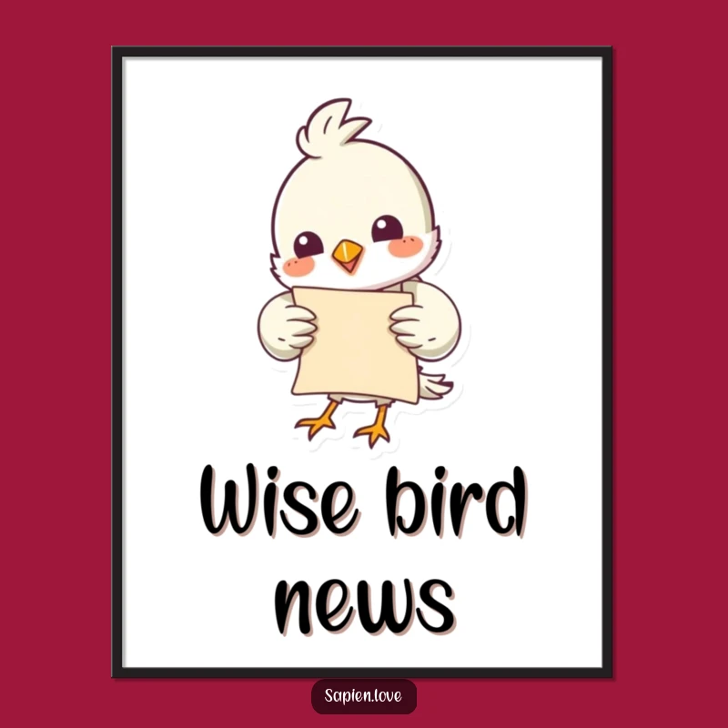 Funny Bird Holding Parchment Digital Print: Instant Humor for Your Walls