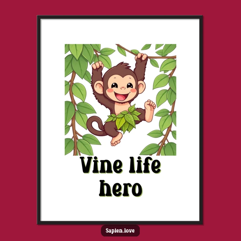 Funny Kawaii Primate Digital Art: Instant Jungle Vibes