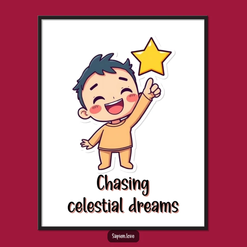 Funny Kawaii Star Digital Print: Delighted Human's Funny Wish Art