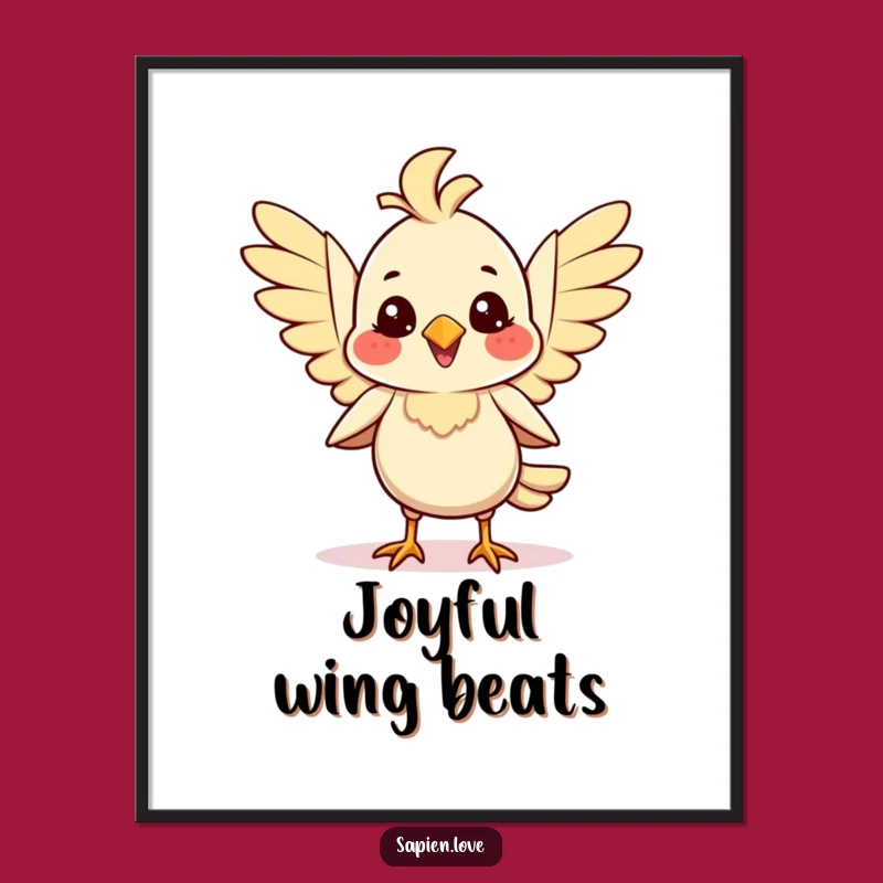 Funny Bird Joy Digital Art: Avian Celebration - Instant Download