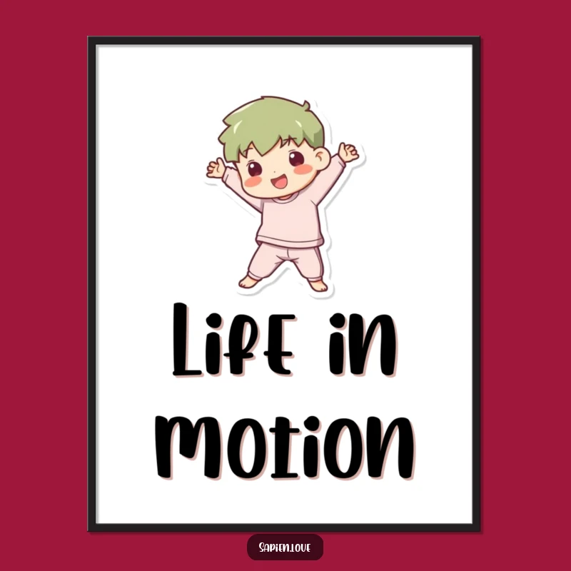 Funny Kawaii Pose Digital Print: Playful Human's Dynamic Art
