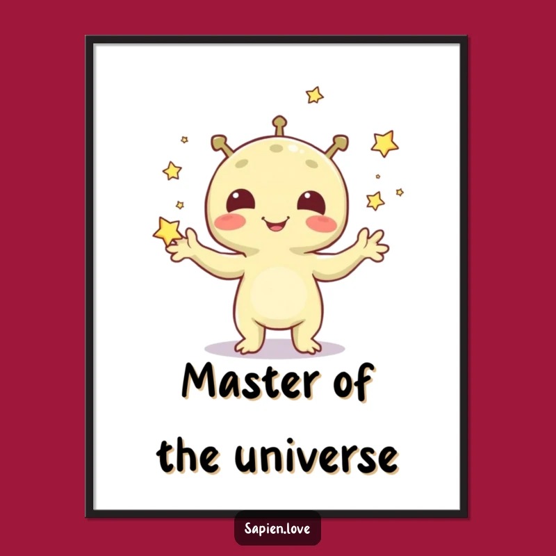 Funny Alien Juggling Stars Digital Print: Instant Cosmic Cheer for Your Space