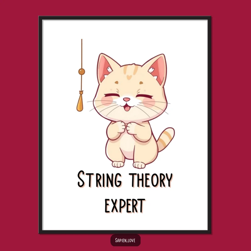 Funny Cat Digital Art - Playful Kitty Batting String Print