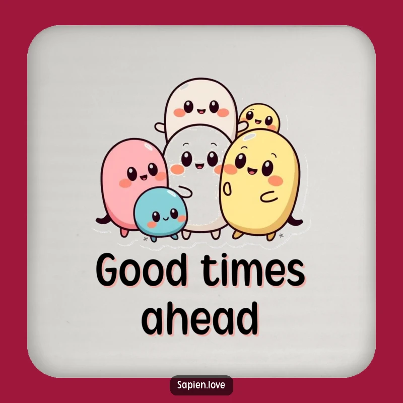 Protect your surfaces with a smile using this funny abstract pals drink coaster. The design shows a group of rounded shapes with eyes playing together, adding a playful touch.