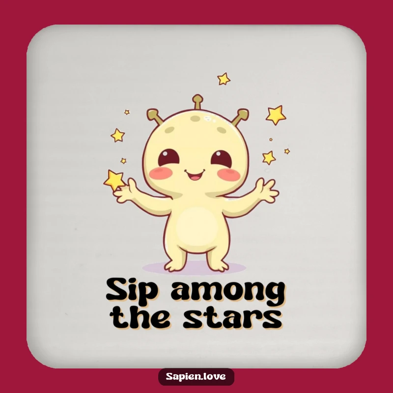 Funny Alien Juggling Stars Coasters: Protect Your Table with Cosmic Charm