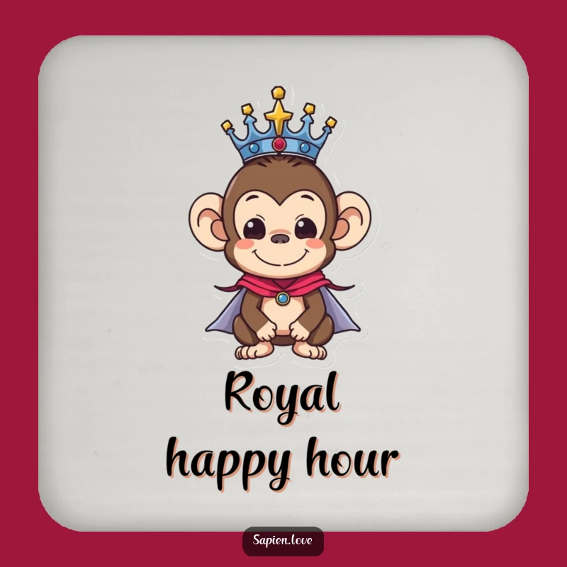 Funny Monkey Crown Coaster Set: Regal Protection for Your Surfaces