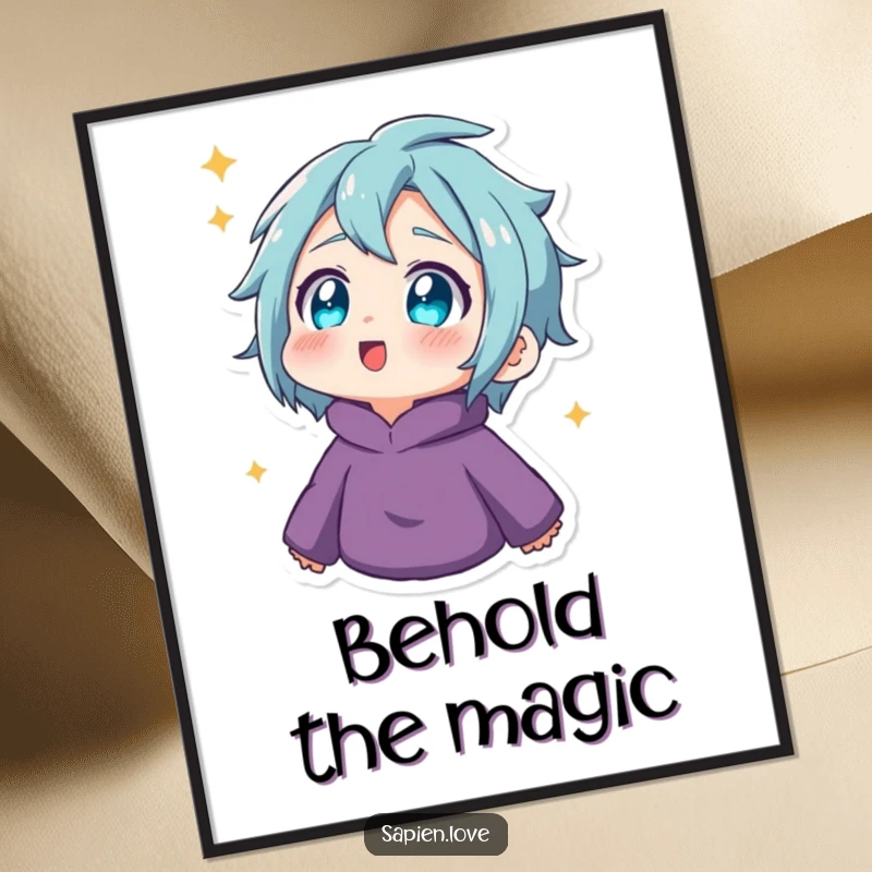 Funny Poster: A human character with bright, twinkling eyes gazes upwards in amazement, conveying a sense of pure wonder.