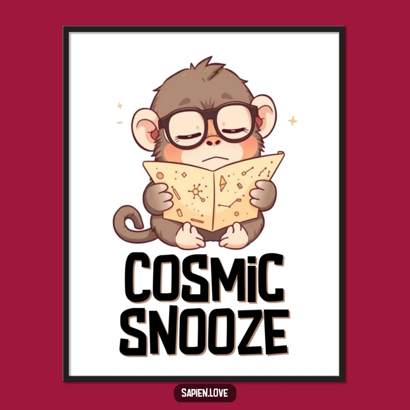 Funny Sleepy Ape Constellation Poster: Celestial Wisdom for Your Walls