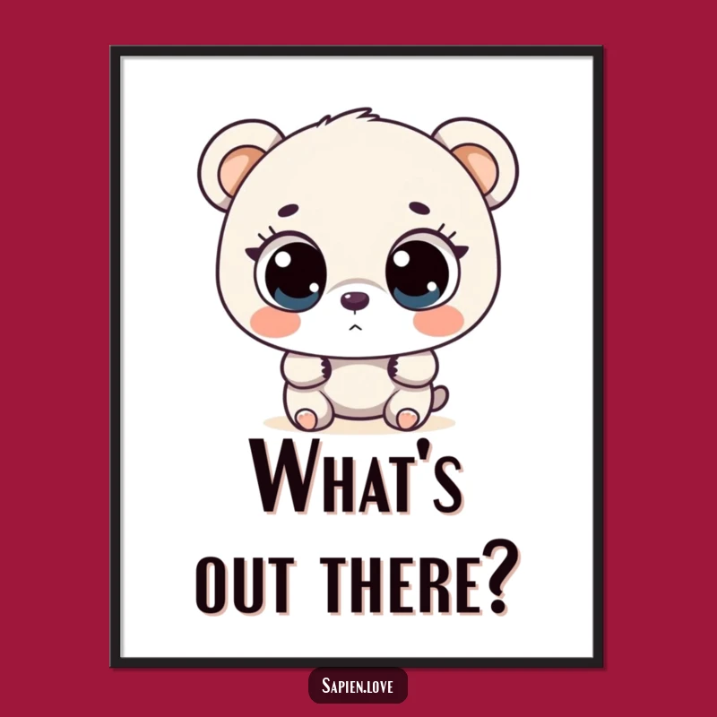 Funny Bear Explorer Poster: Adorable Wall Art for Curious Minds