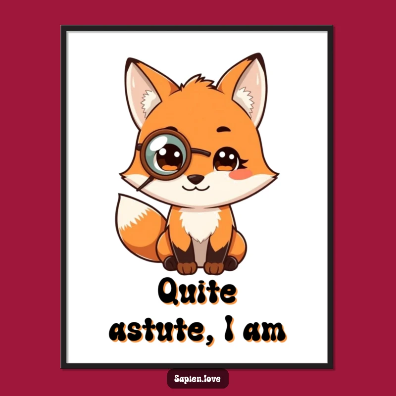 Funny Fox Monocle Poster: Wise Wall Art for Sophisticated & Humorous Decor