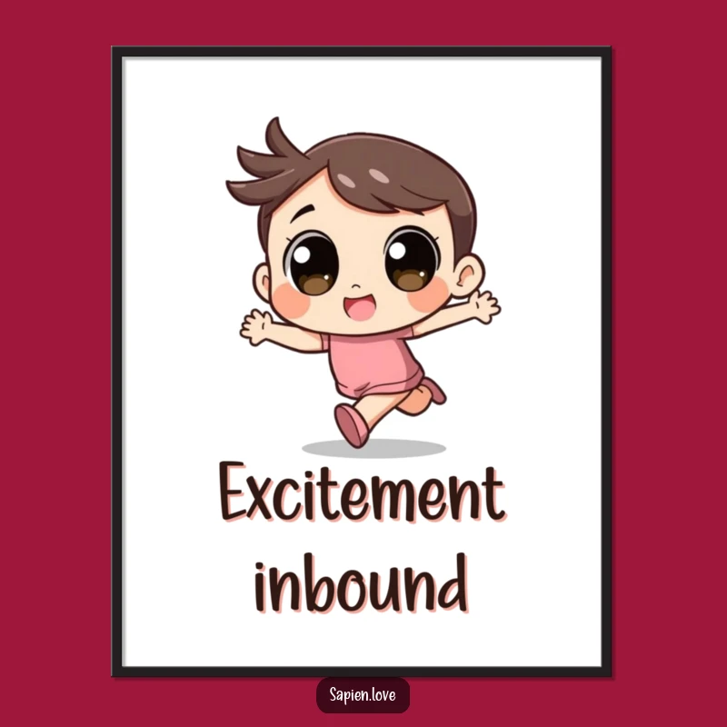 Funny Kawaii Joy Poster: Vibrant Art Featuring an Excited Character