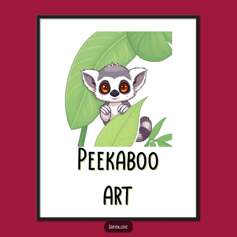 Funny Kawaii Lemur Poster: Shy Charm for Your Walls