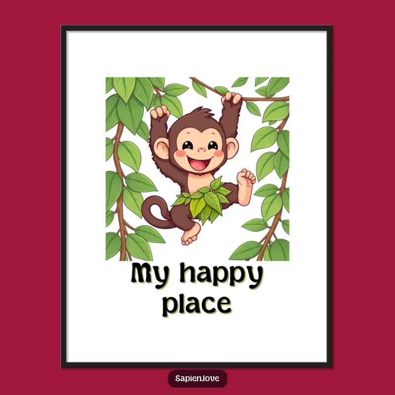 Funny Kawaii Primate Poster: Wild Fun for Your Walls