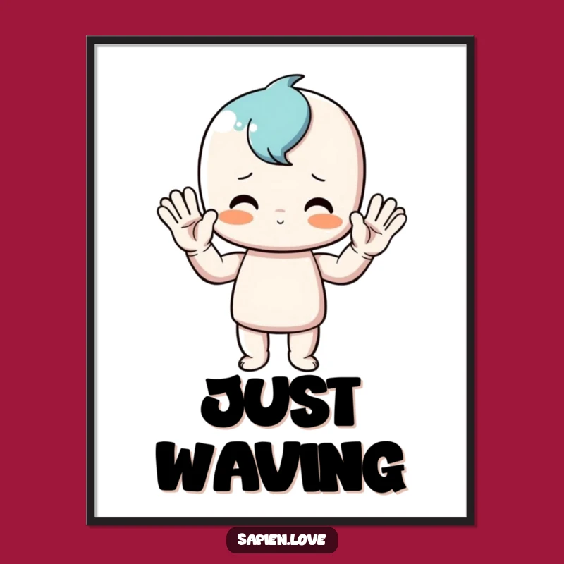 Funny Waving Man Poster: Hilarious Wall Art for a Cheerful Vibe