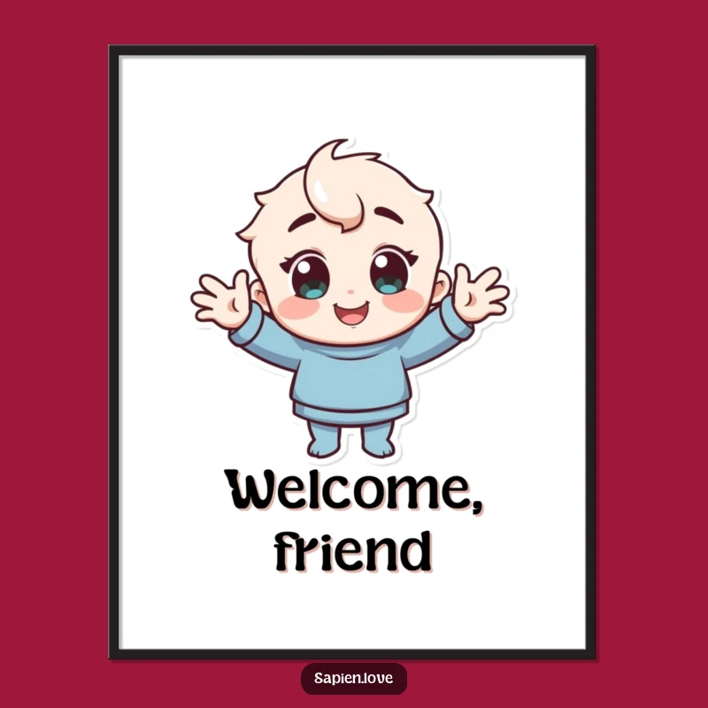 Funny Welcome Home Poster: Cheerful Art Featuring a Greeting Character