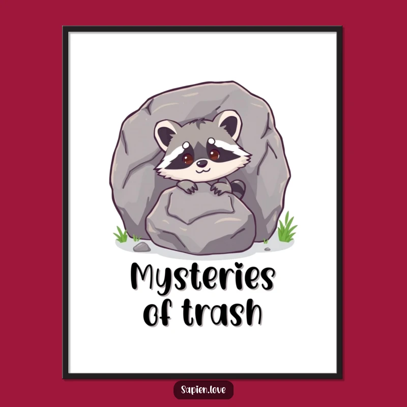 Funny Raccoon Poster: Peek-a-Boo Art - Whimsical Wall Decor