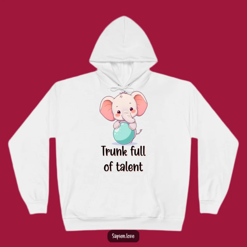 Cozy Funny Smiling Elephant Hoodie - Balancing Ball Sweatshirt Gift