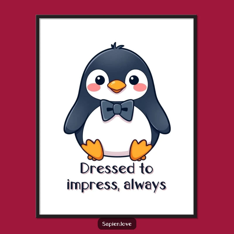 Free Printable Penguin Wall Art: Funny Bowtie Penguin Downloadable Decor!