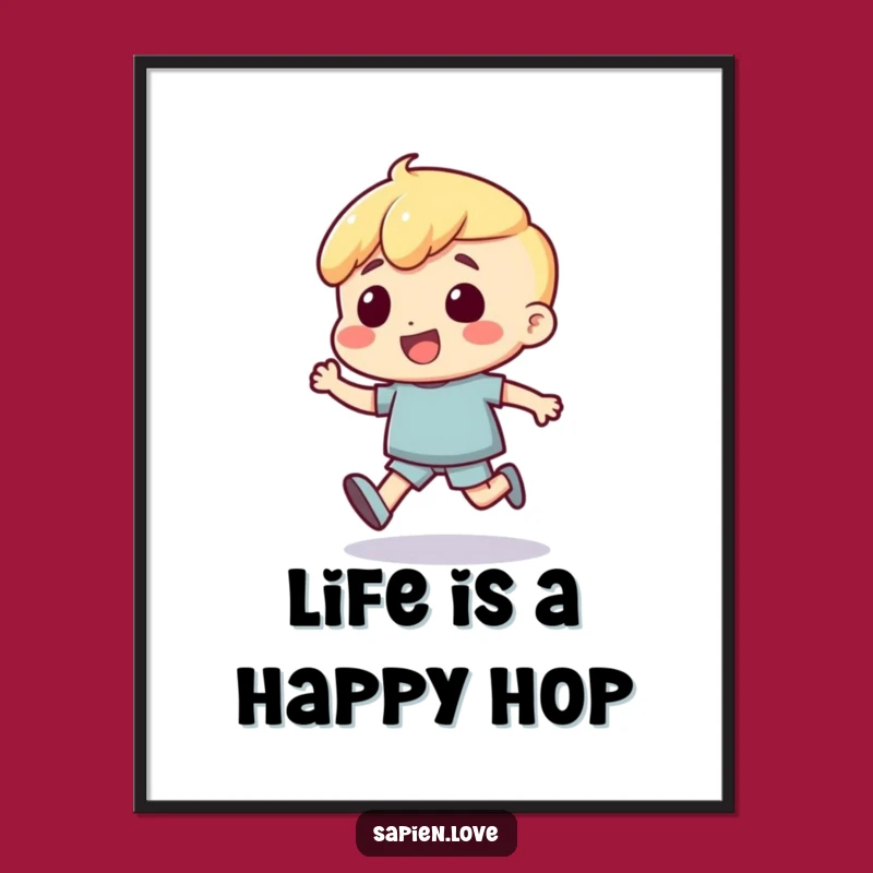 Free Printable Wall Art: Excited Character Bouncing with Life's Wonders!