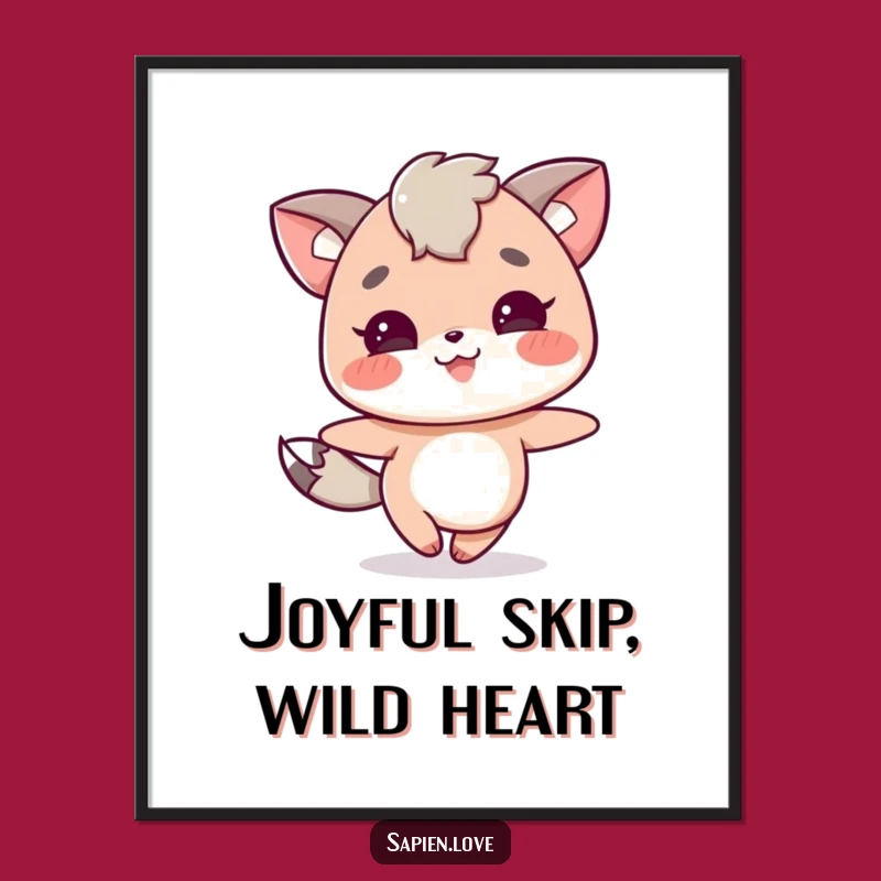Free Printable Wall Art: Joyful Animal Character Skipping with Delight!
