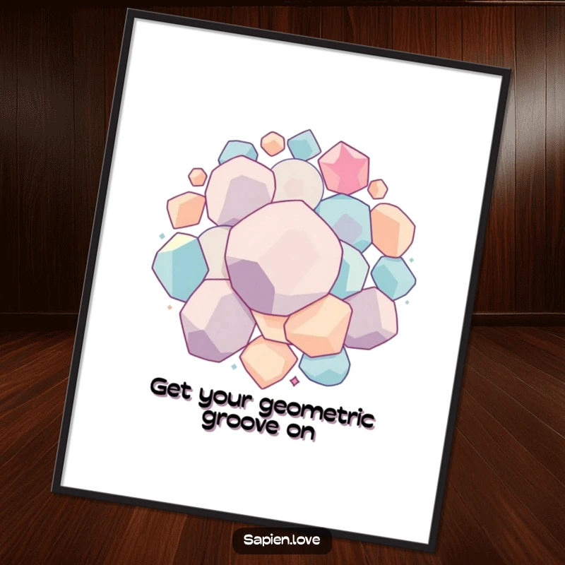 Funny Free Printable Wall Art: A series of interconnected geometric forms are bouncing and rolling together in a dynamic composition.