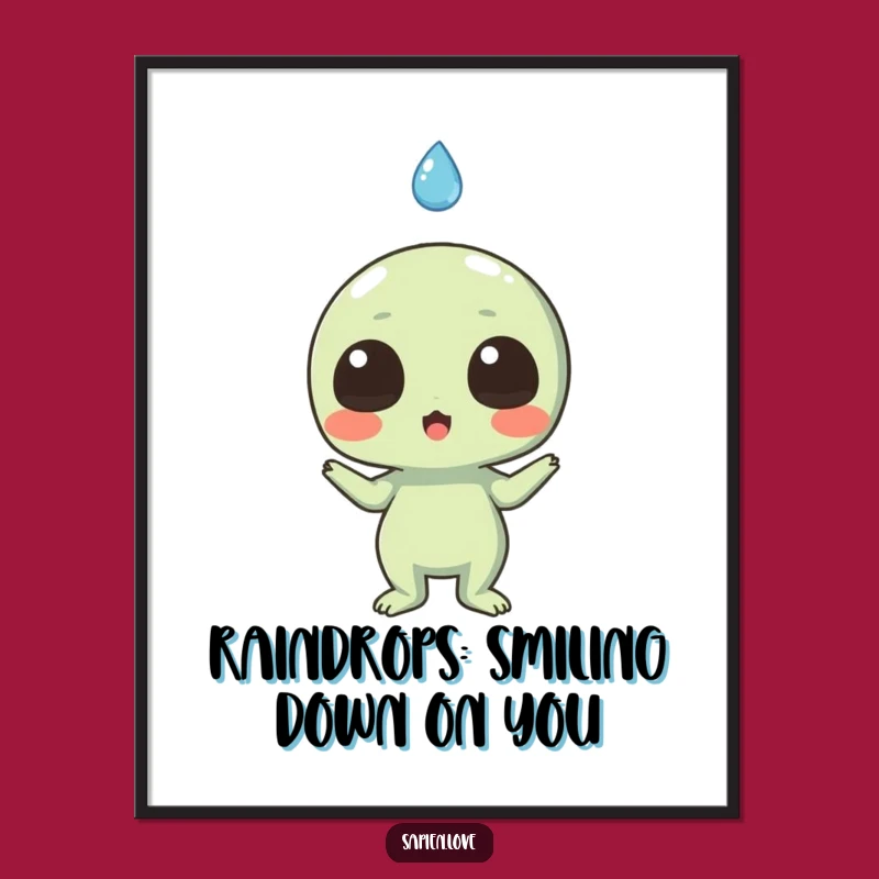Free Printable Wall Art: Surprised Alien Raindrop Humorous Downloadable Art