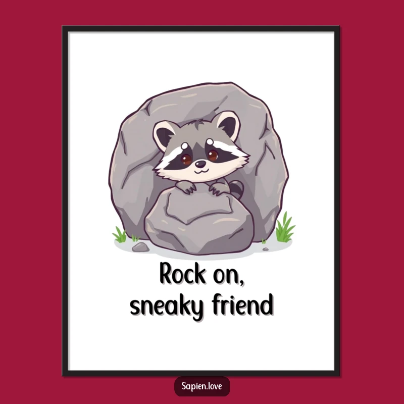 Funny Free Printable Wall Art: Raccoon Hide & Seek - Humorous Downloadable Home Decor