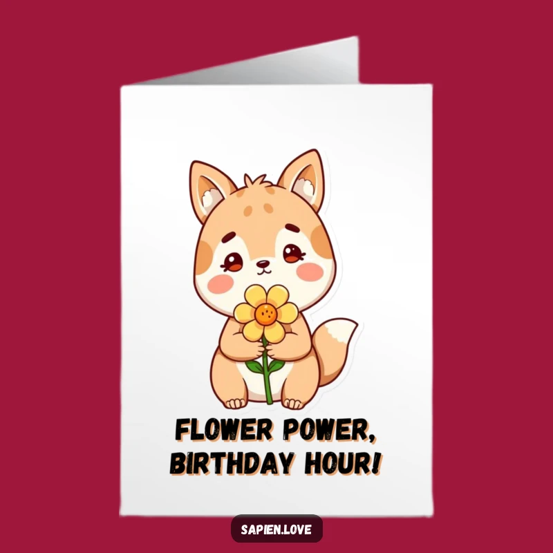 Free Printable Birthday Card: Adorable Animal Buddy Flower Surprise